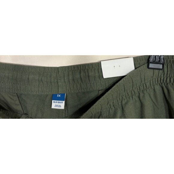 Old Navy Women's Olive Green Linen-Blend Cropped Pants 3X Elastic Waist NWT - Picture 3 of 6